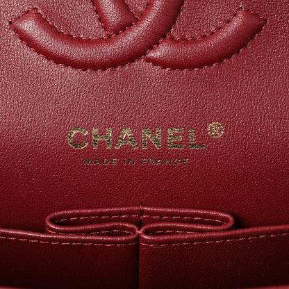 Exclusive Chanel Burgundy Quilted Caviar Small Classic Double Flap — Detail View