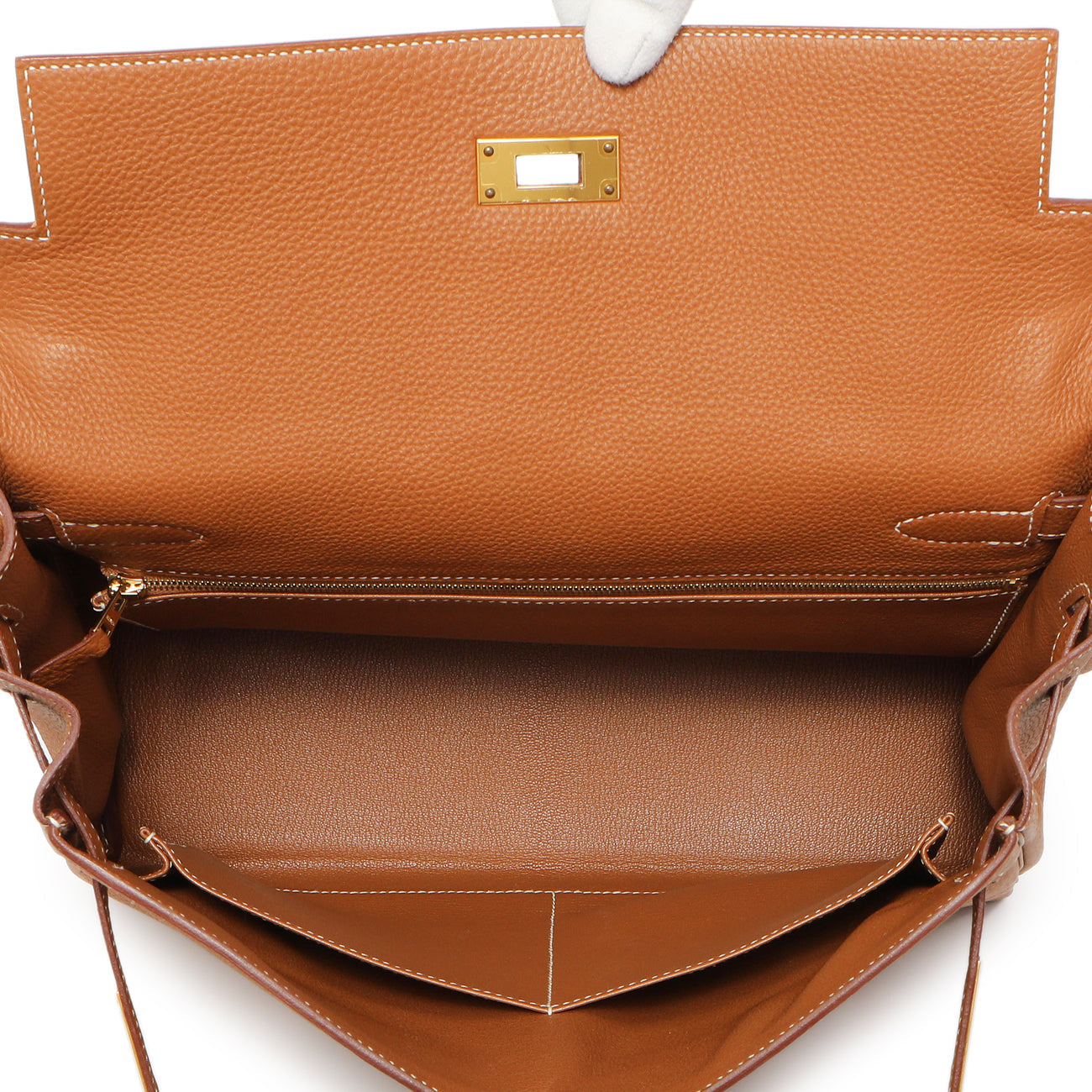 Exclusive Hermes Gold Togo Kelly Retourne 32 — Back View