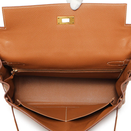 Exclusive Hermes Gold Togo Kelly Retourne 32 — Back View