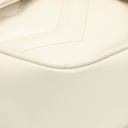 Exclusive Gucci White Calfskin Matelasse Super Mini GG Marmont Shoulder Bag — Top View
