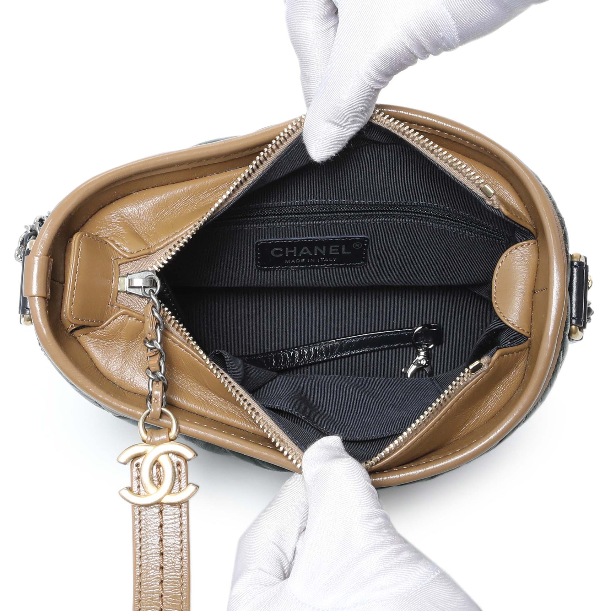Exclusive Chanel Green Aged Calfskin Chevron Quilted Small Gabrielle Hobo — Top View