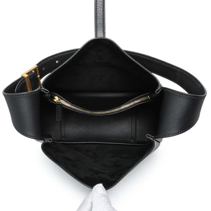 Exclusive Saint Laurent Black Calfskin Small Le 5 A 7 Soft Hobo — Top View