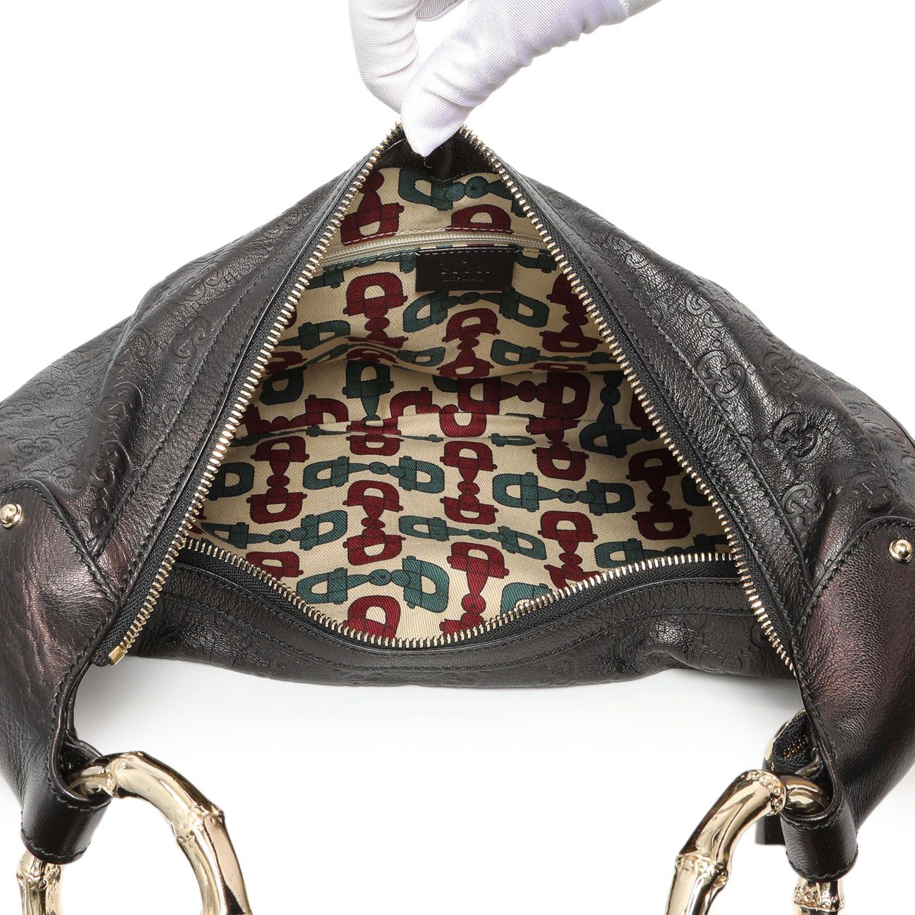 Exclusive Gucci Guccissima Half Moon Bamboo Ring Hobo — Top View
