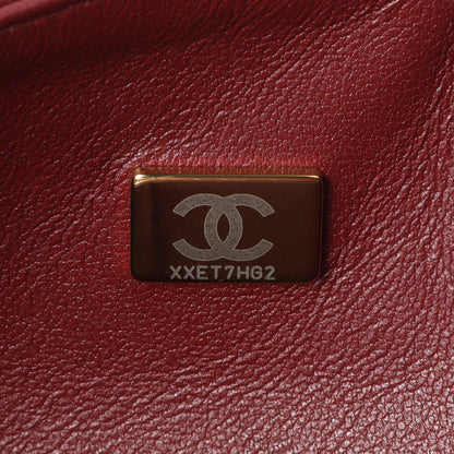 Exclusive Chanel Burgundy Quilted Caviar Small Classic Double Flap — Lifestyle View