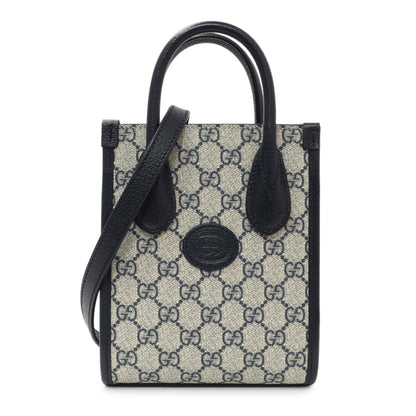 Exclusive Gucci GG Supreme Monogram Textured Dollar Calfskin Mini Retro Interlocking G Tote — Front View