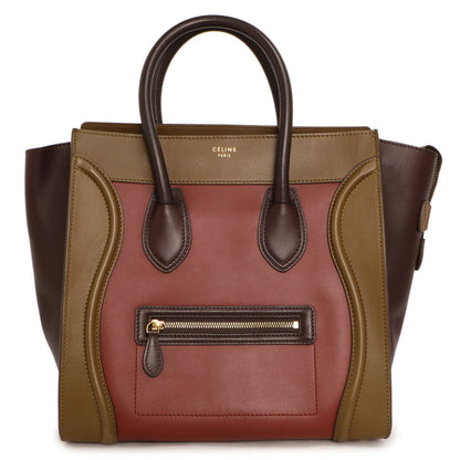 Exclusive Celine Tricolor Smooth Calfskin Mini Luggage Tote — Front View