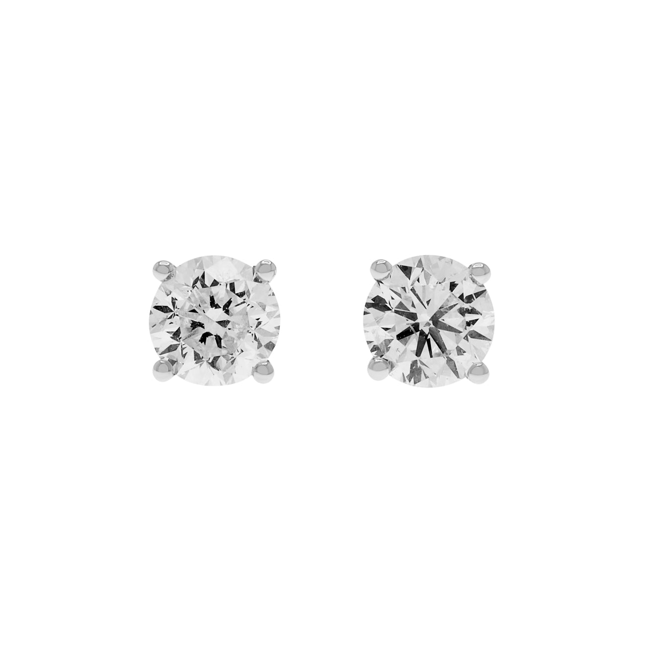 Exclusive 18K White Gold 1.27 Carat Diamond Stud Earrings — Front View