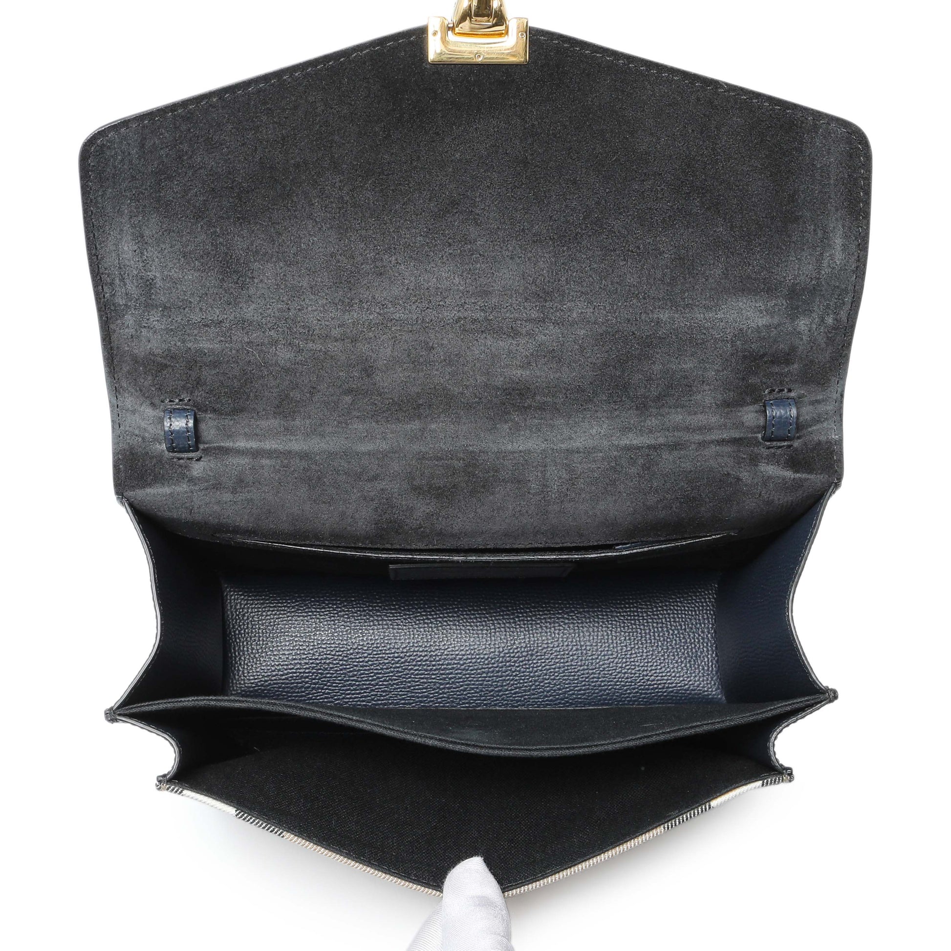 Exclusive Burberry Blue Derby Calfskin House Check Small Macken Crossbody Bag — Top View