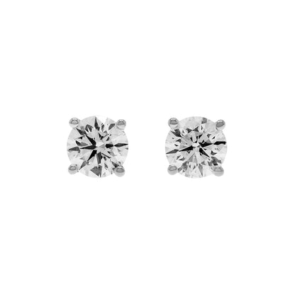 Exclusive 18K White Gold 0.98 Carat Diamond Stud Earrings — Front View