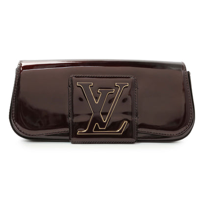 Exclusive Louis Vuitton Amarante Patent Sobe Clutch — Front View