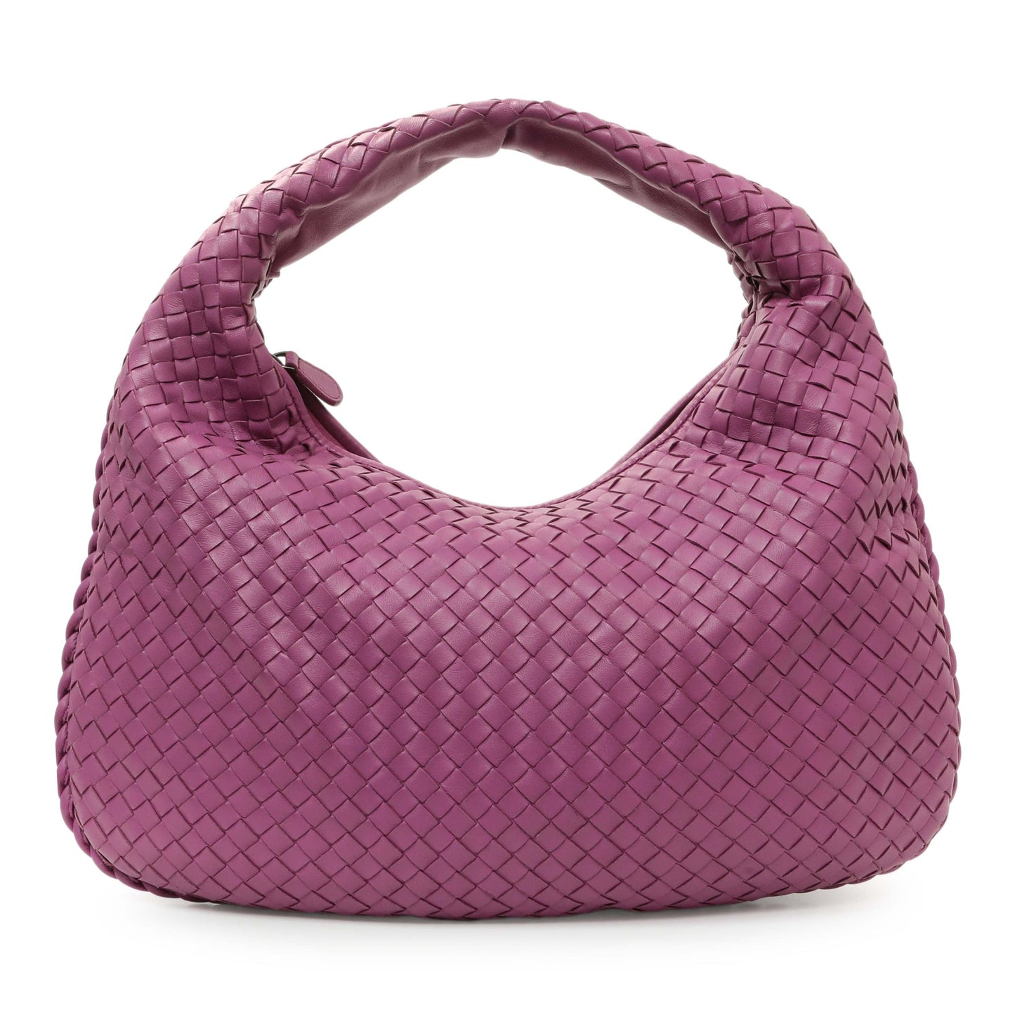 Exclusive Bottega Veneta Purple Nappa Intrecciato Medium Veneta Hobo — Front View