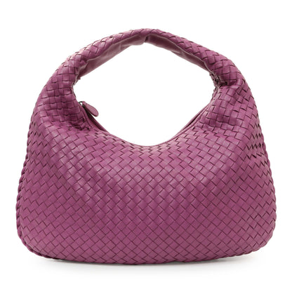 Exclusive Bottega Veneta Purple Nappa Intrecciato Medium Veneta Hobo — Front View
