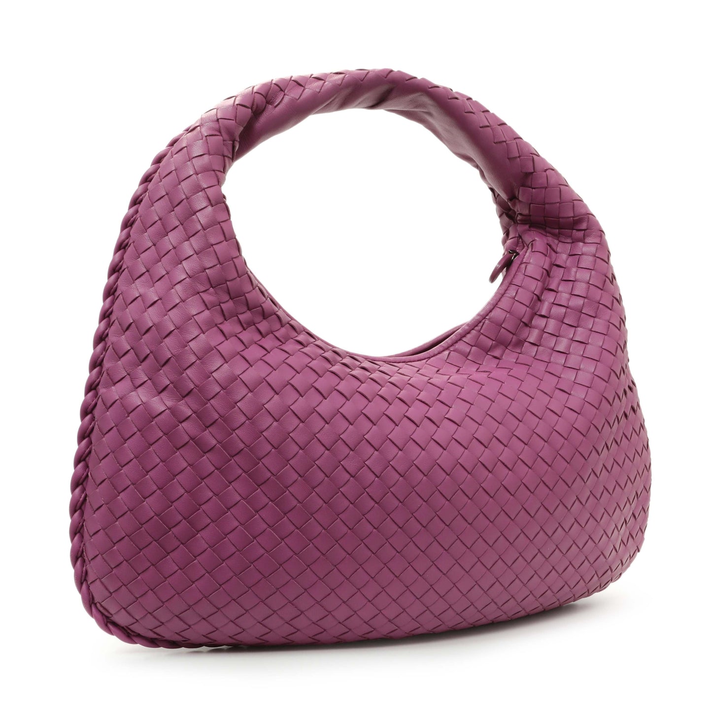 Exclusive Bottega Veneta Purple Nappa Intrecciato Medium Veneta Hobo — Side View