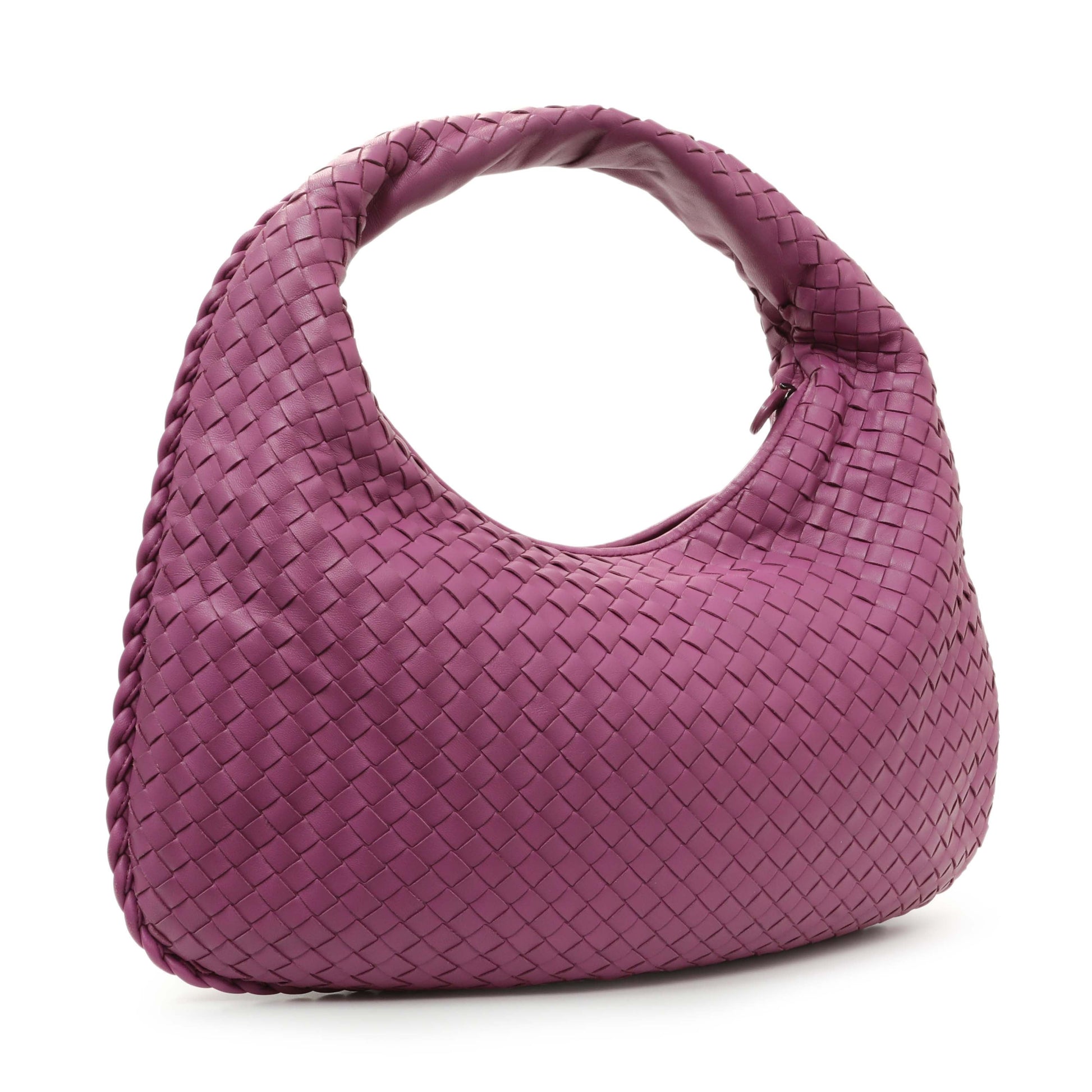 Exclusive Bottega Veneta Purple Nappa Intrecciato Medium Veneta Hobo — Side View