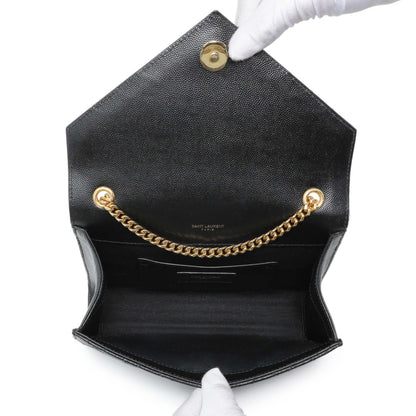 Exclusive Saint Laurent Black Grain De Poudre Textured Mixed Matelasse Triquilt Small Monogram Satchel — Alternate View 8