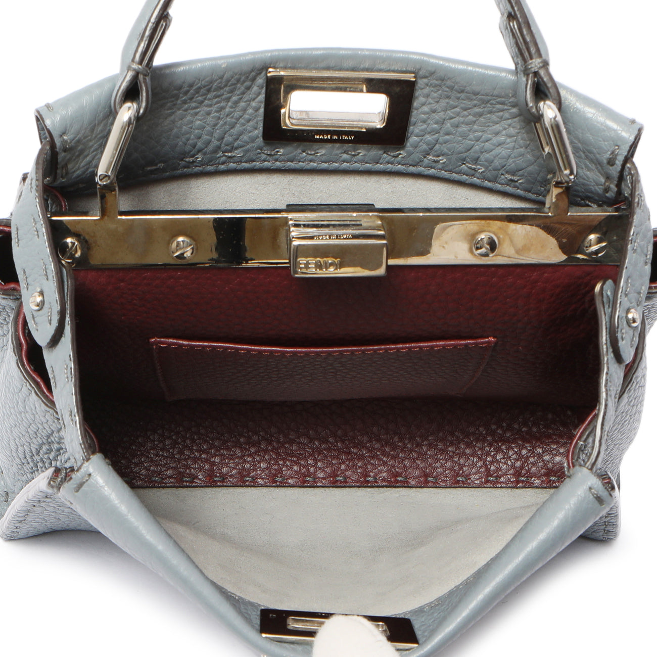 Exclusive Fendi Tempesta Calfskin Romano Selleria Mini Peekaboo Iconic Satchel — Top View