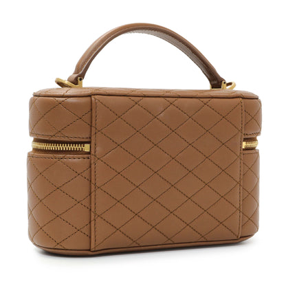 Exclusive Saint Laurent Brown Lambskin Quilted Mini Gaby Vanity — Side View