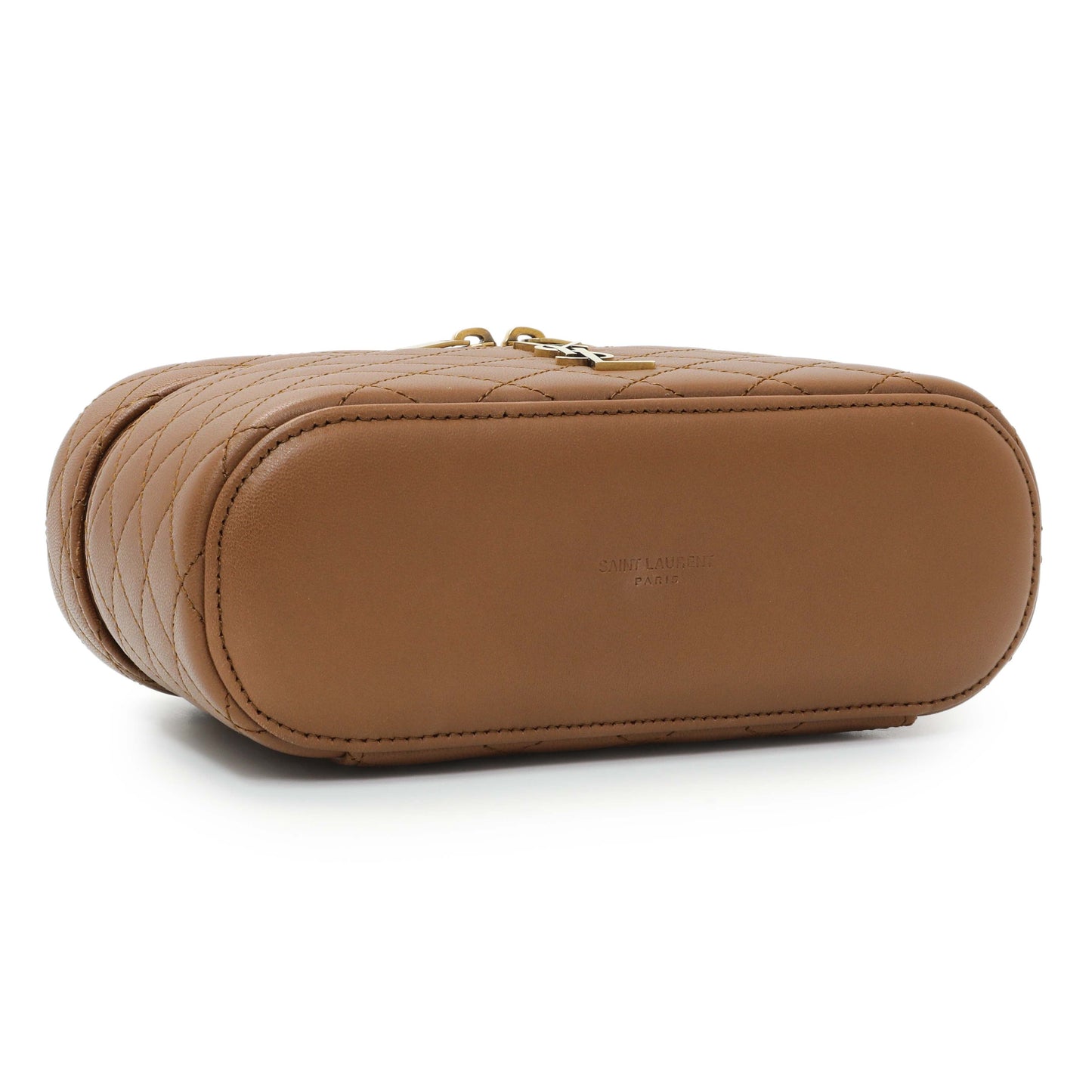 Exclusive Saint Laurent Brown Lambskin Quilted Mini Gaby Vanity — Back View