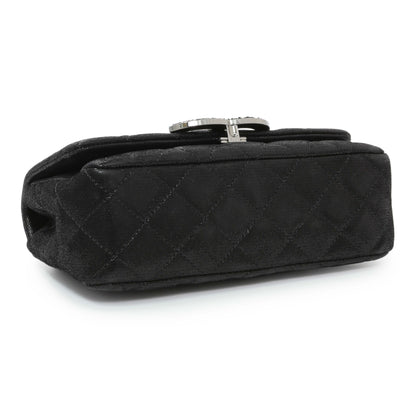 Exclusive Chanel Black Irridescent Calfskin Crystal CC Mini Flap — Back View