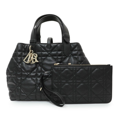 Exclusive Christian Dior Black Calfskin Macrocannage Medium Toujours — Front View