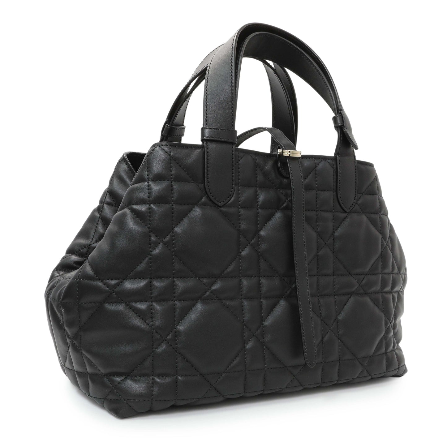 Exclusive Christian Dior Black Calfskin Macrocannage Medium Toujours — Side View
