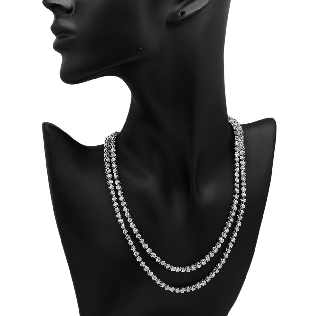 Exclusive 14K White Gold 15.37 Carat Riviere Diamond Necklace — Back View