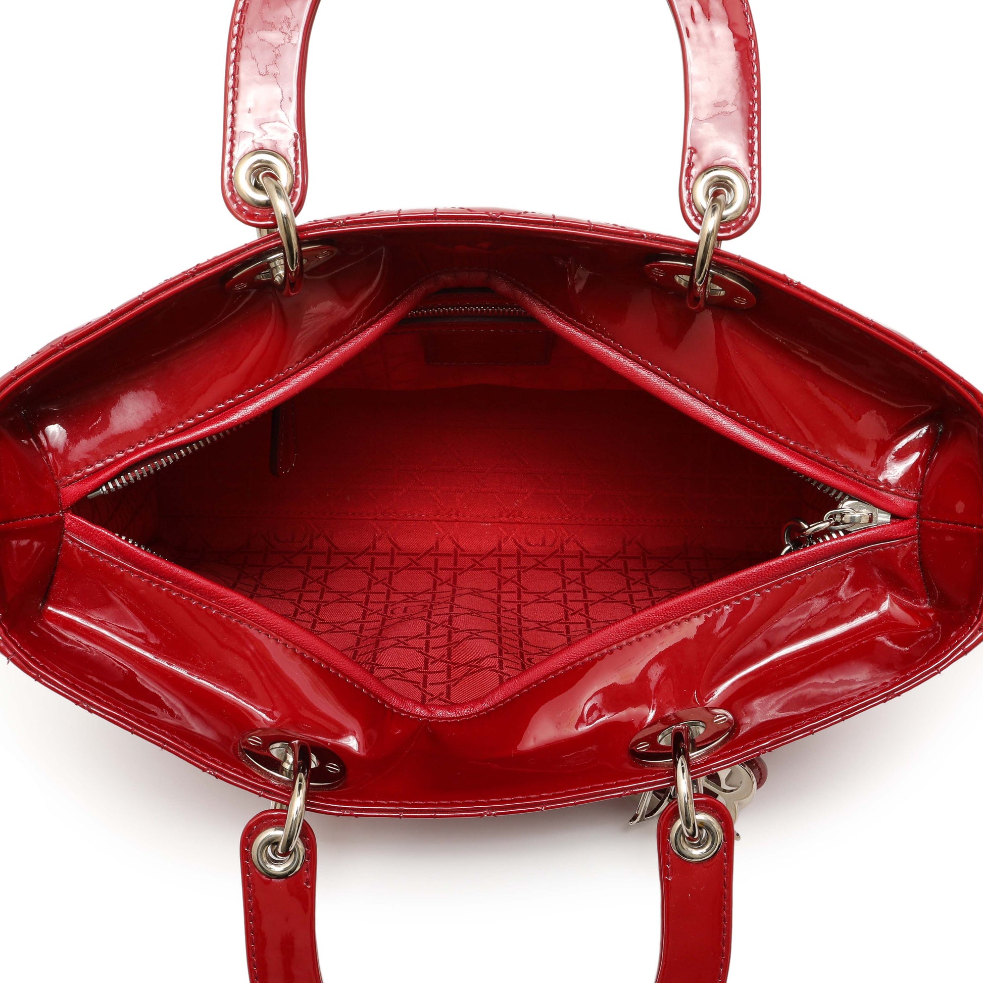 Exclusive Christian Dior Red Patent Cannage Large Lady Dior — Alternate View 12