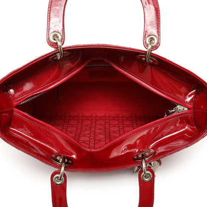 Exclusive Christian Dior Red Patent Cannage Large Lady Dior — Alternate View 12