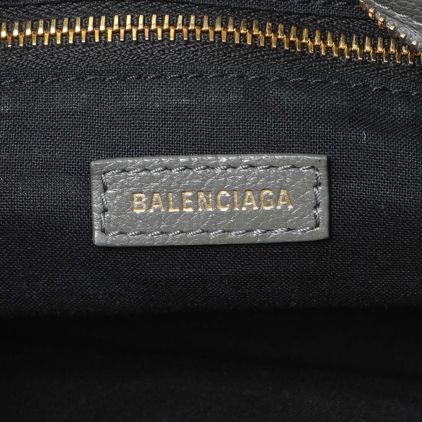 Exclusive Balenciaga Grey Chevre Metallic Edge Mini City — Detail View