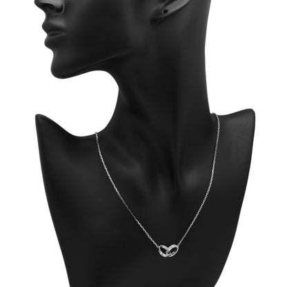 Exclusive Cartier 18K White Gold & Diamond Interlocking Love Necklace — Top View