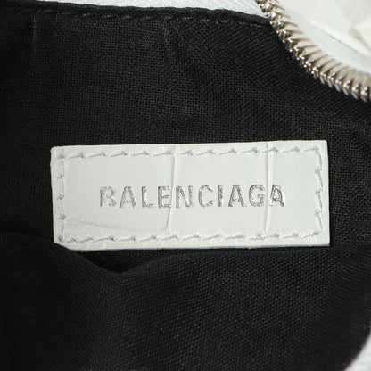 Exclusive Balenciaga White Crocodile Embossed Calfskin Le Cagole Shoulder Bag XS — Lifestyle View