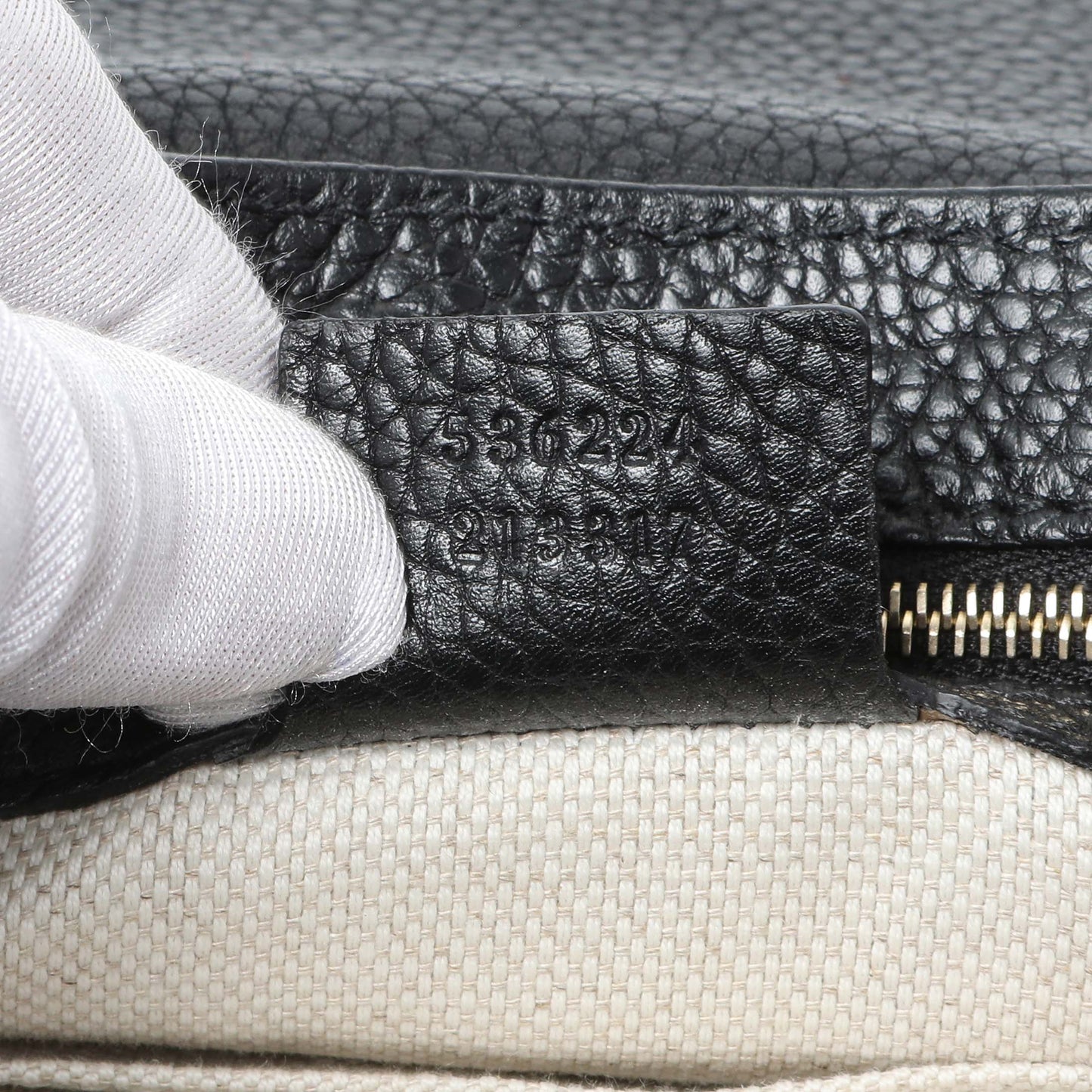 Exclusive Gucci Black Pebbled Calfskin Medium Soho Flap Crossbody — Lifestyle View