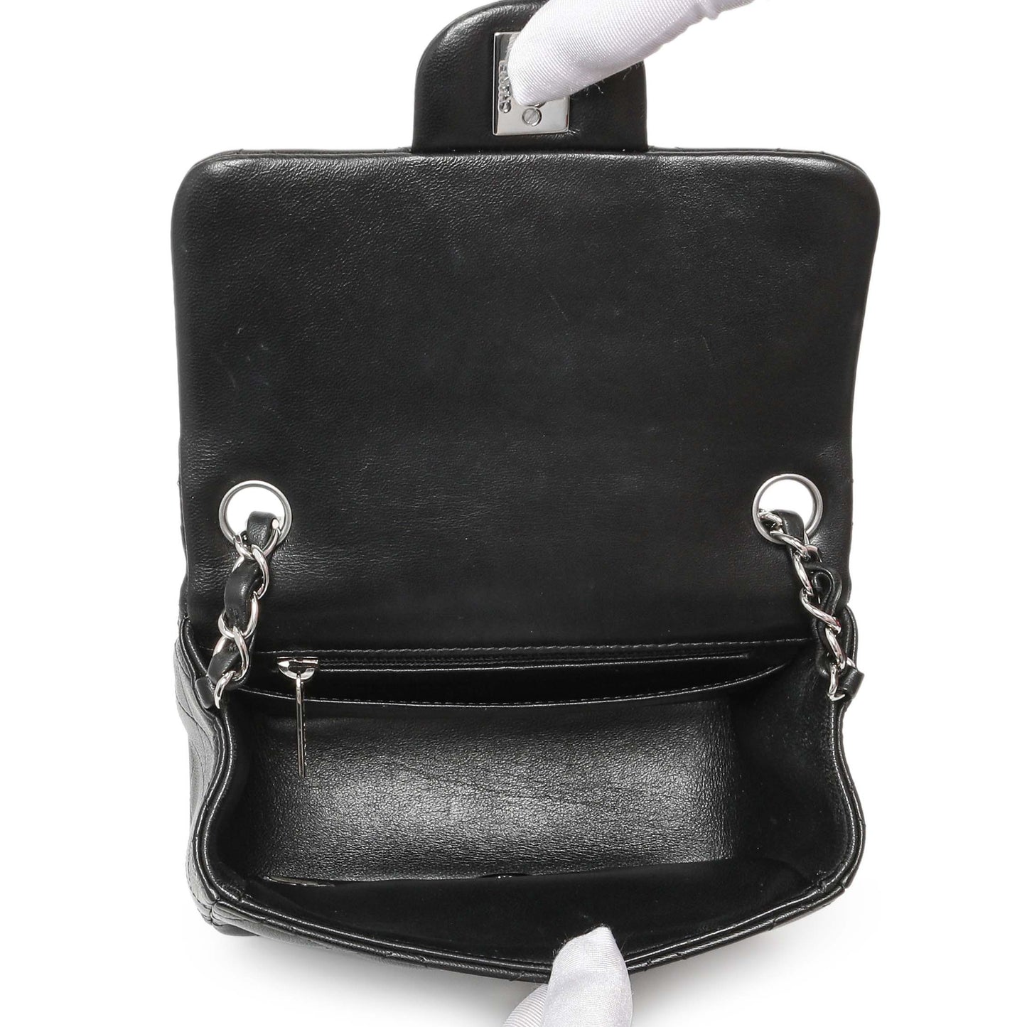Exclusive Chanel Black Quilted Lambskin Mini Square Flap — Alternate View 10
