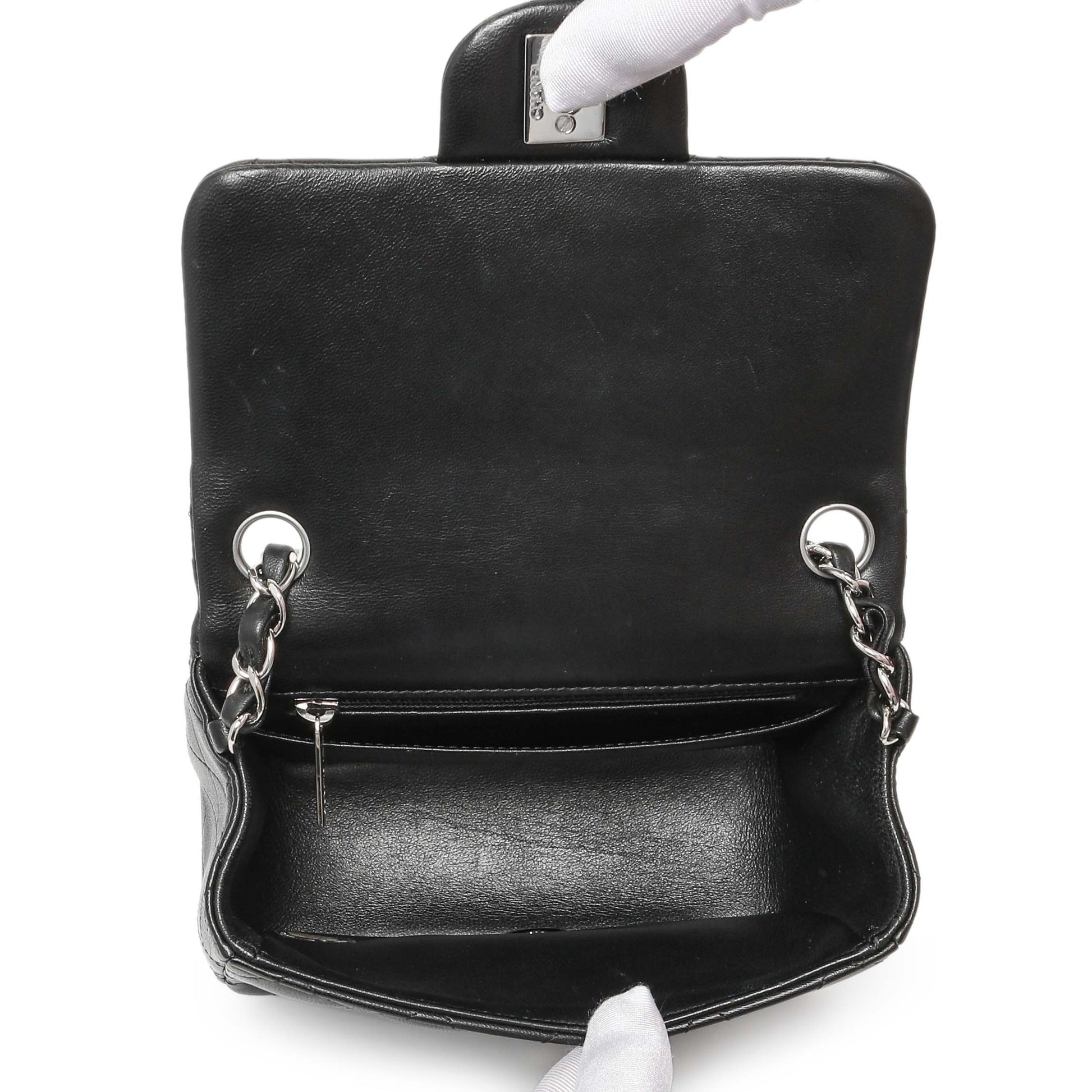 Exclusive Chanel Black Quilted Lambskin Mini Square Flap — Alternate View 10