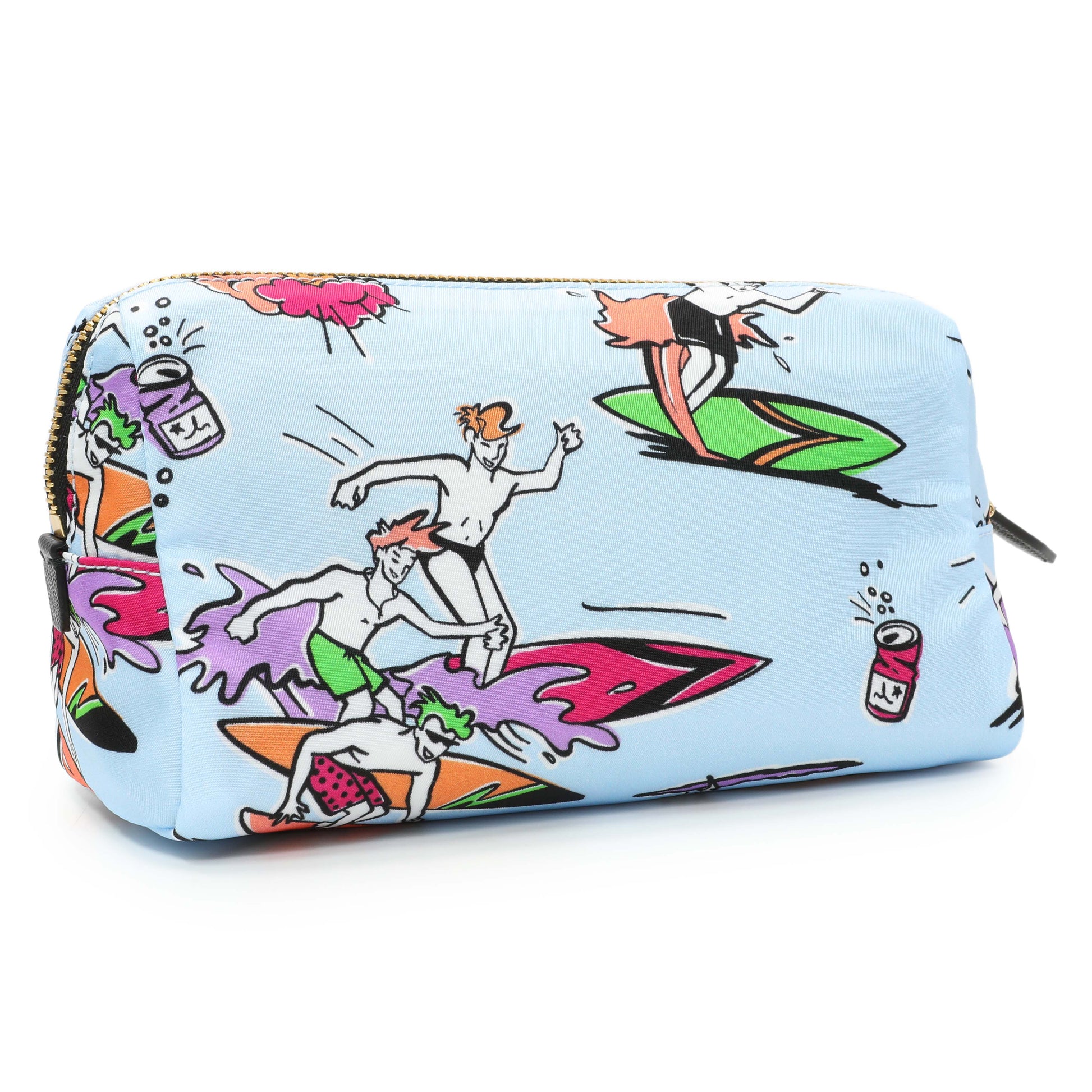 Exclusive Prada Blue Tessuto Stampato Nylon Saffiano Surf Print Wrist Pouch — Side View