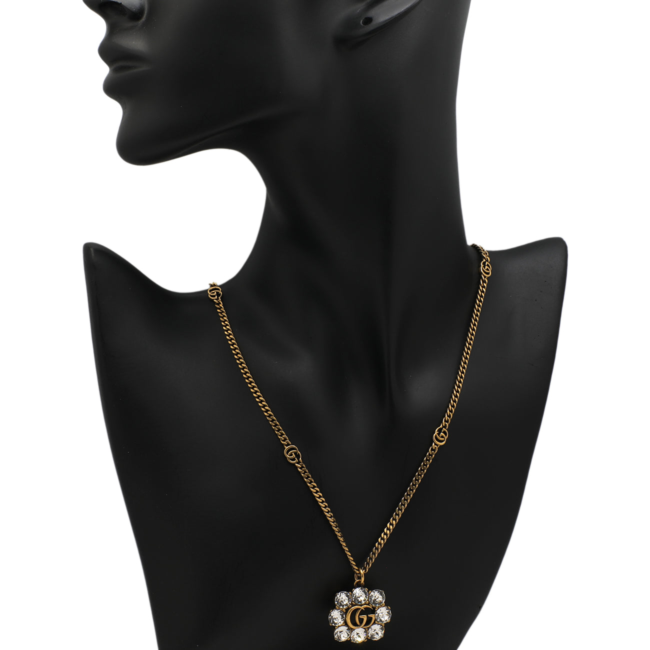 Exclusive Gucci Crystal Double G Pendant Necklace — Top View