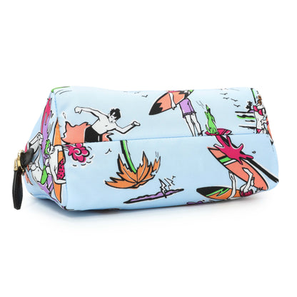 Exclusive Prada Blue Tessuto Stampato Nylon Saffiano Surf Print Wrist Pouch — Back View