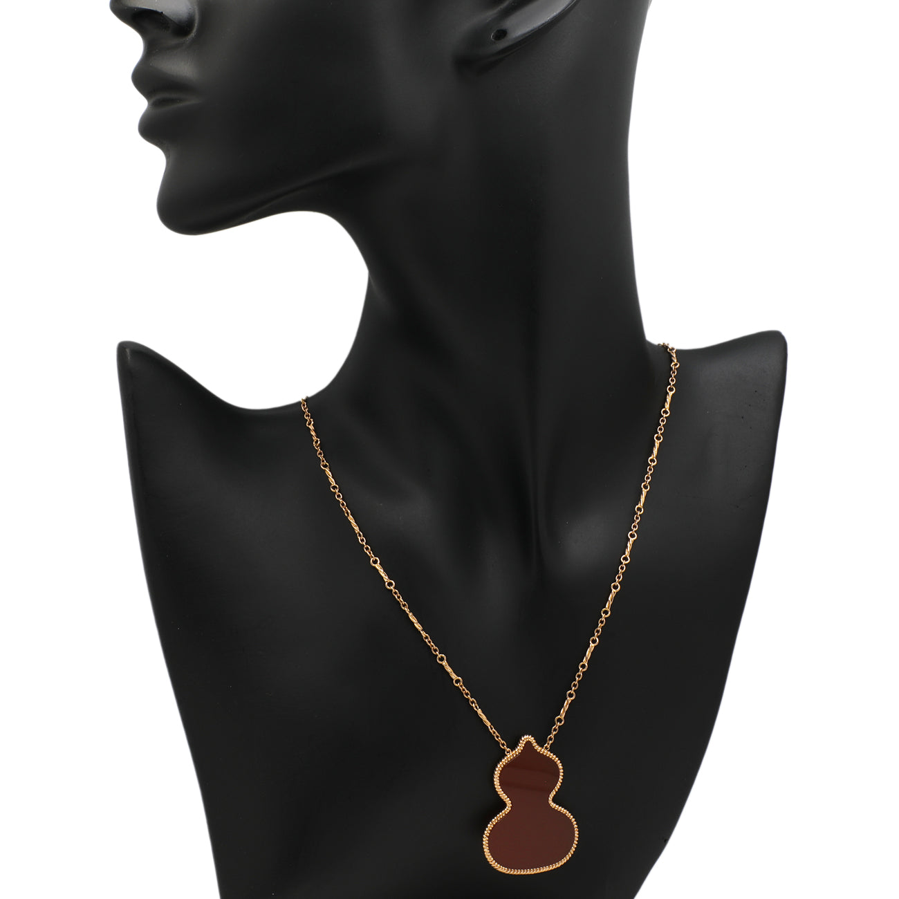 Exclusive Qeelin 18K Rose Gold Red Agate Wulu Pendant Necklace — Back View