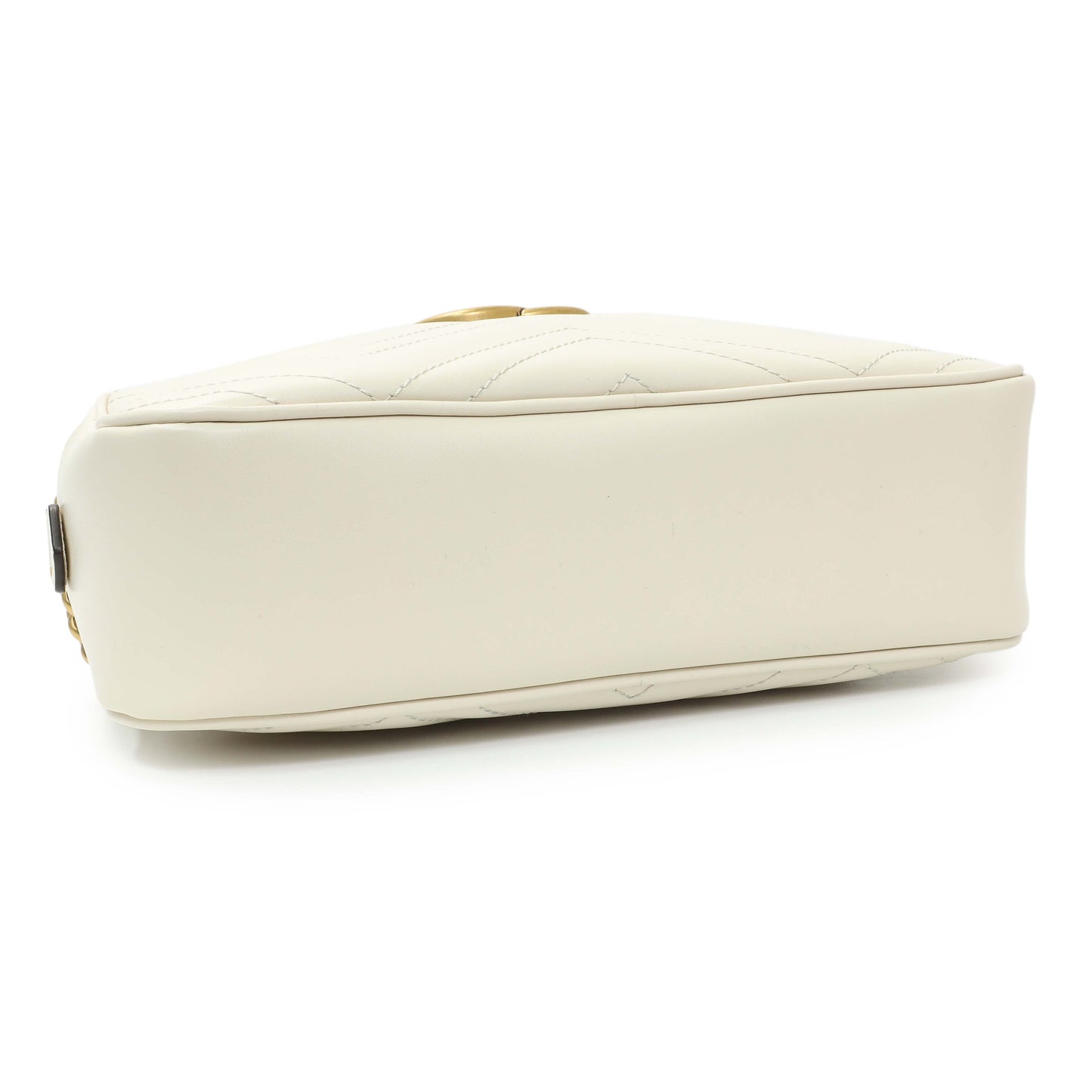 Exclusive Gucci White Calfskin Matelasse Small GG Marmont Chain Shoulder Bag — Back View