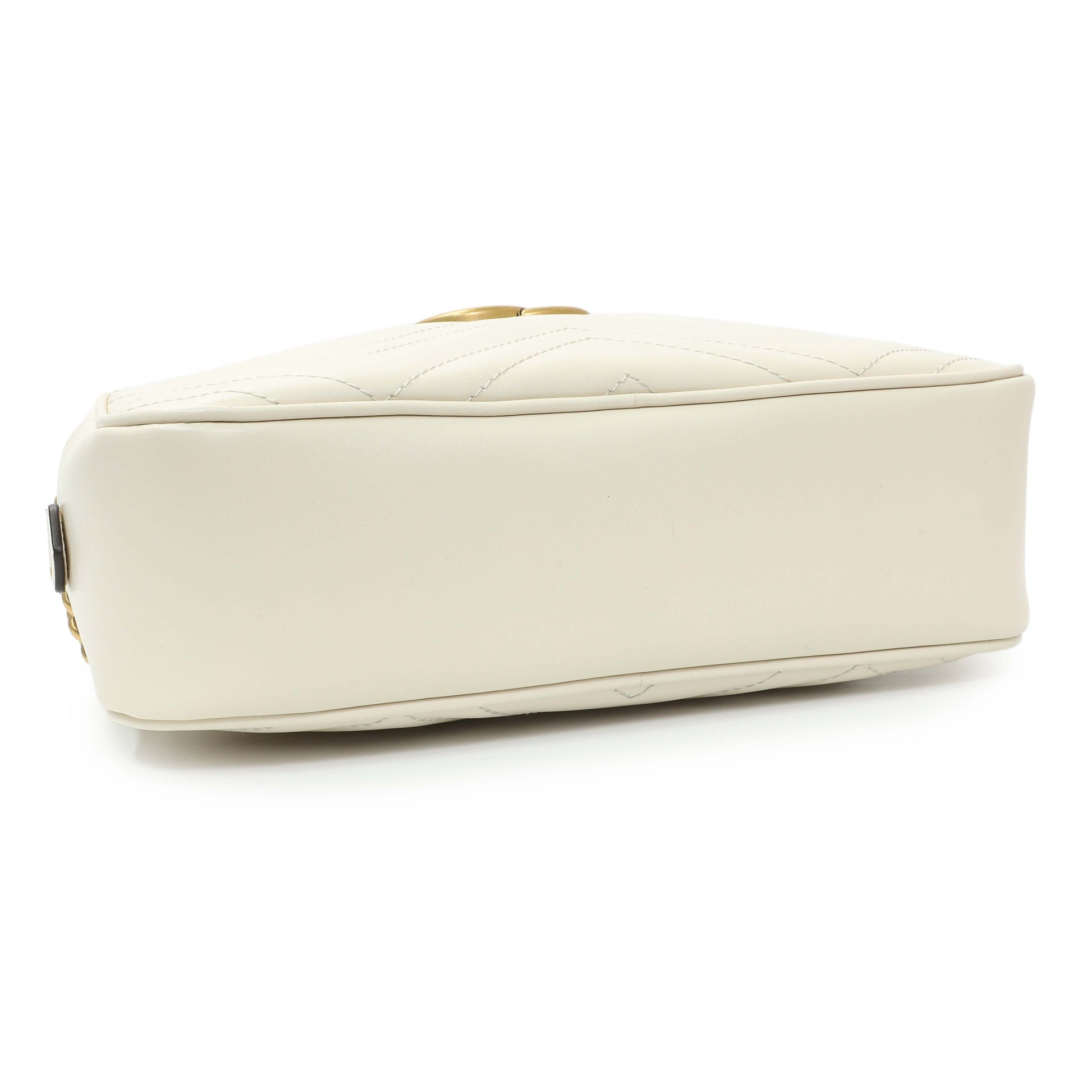 Exclusive Gucci White Calfskin Matelasse Small GG Marmont Chain Shoulder Bag — Back View