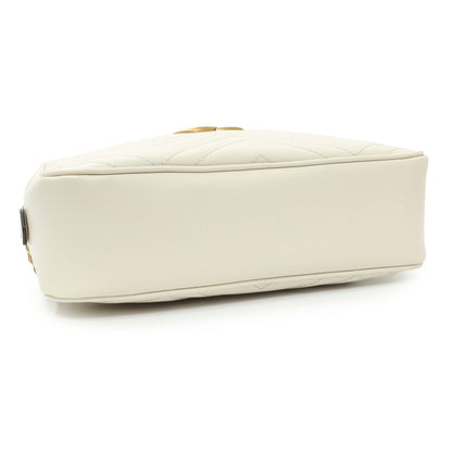 Exclusive Gucci White Calfskin Matelasse Small GG Marmont Chain Shoulder Bag — Back View