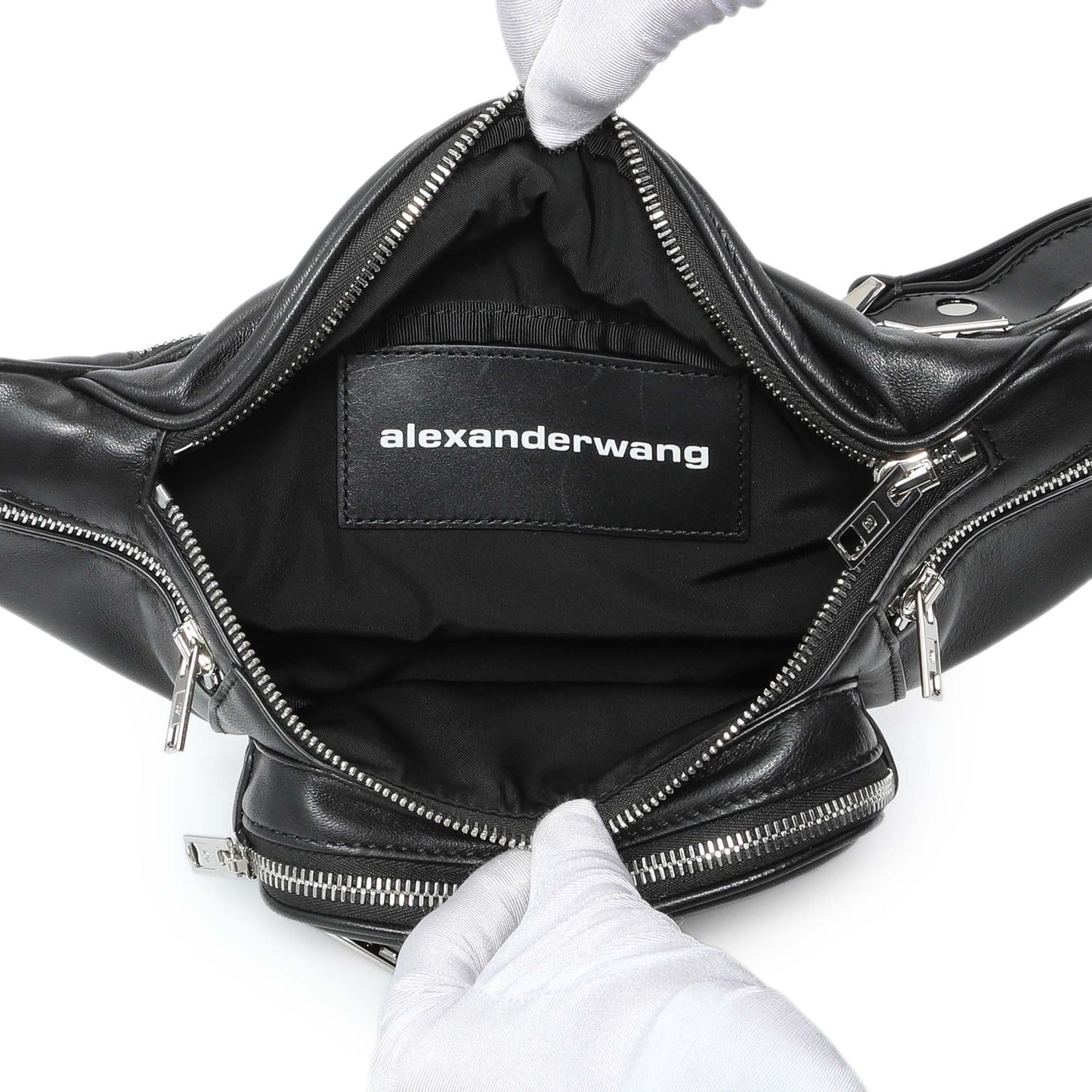Exclusive Alexander Wang Black Lambskin Attica Belt Bag — Top View