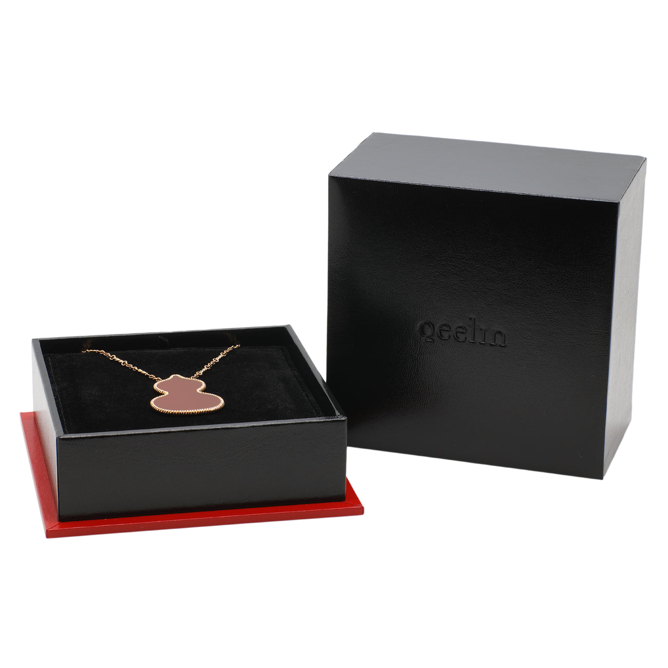 Exclusive Qeelin 18K Rose Gold Red Agate Wulu Pendant Necklace — Detail View