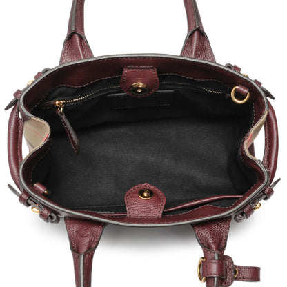 Exclusive Burberry Burgundy Calfskin House Check Small Banner Tote — Alternate View 8