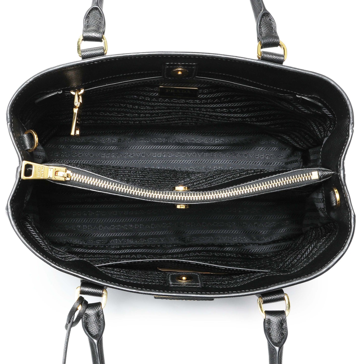 Exclusive Prada Black Saffiano Medium Galleria Double Zip Tote — Alternate View 8