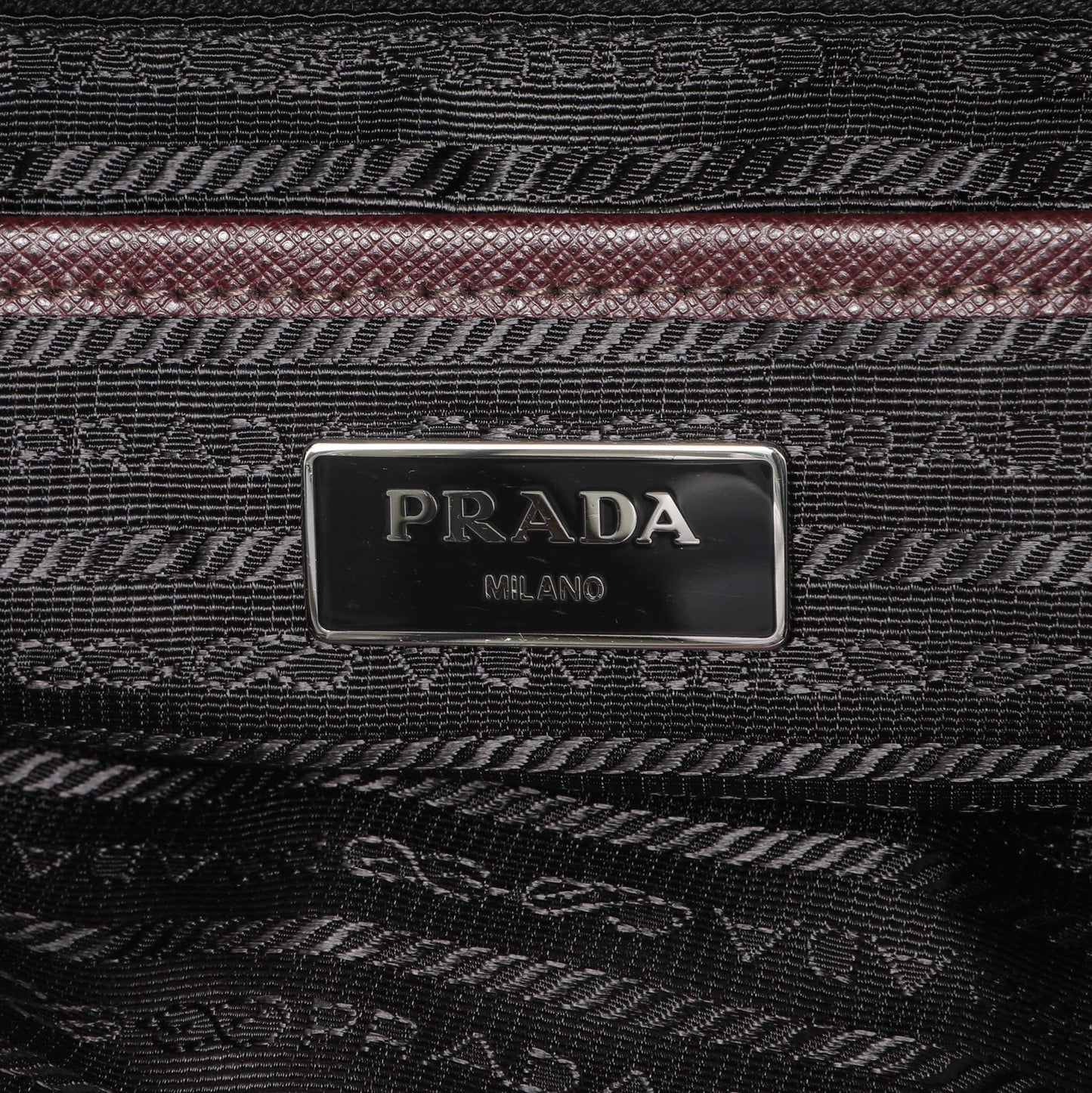 Exclusive Prada Bordeaux Nylon Vela Medium Backpack — Detail View