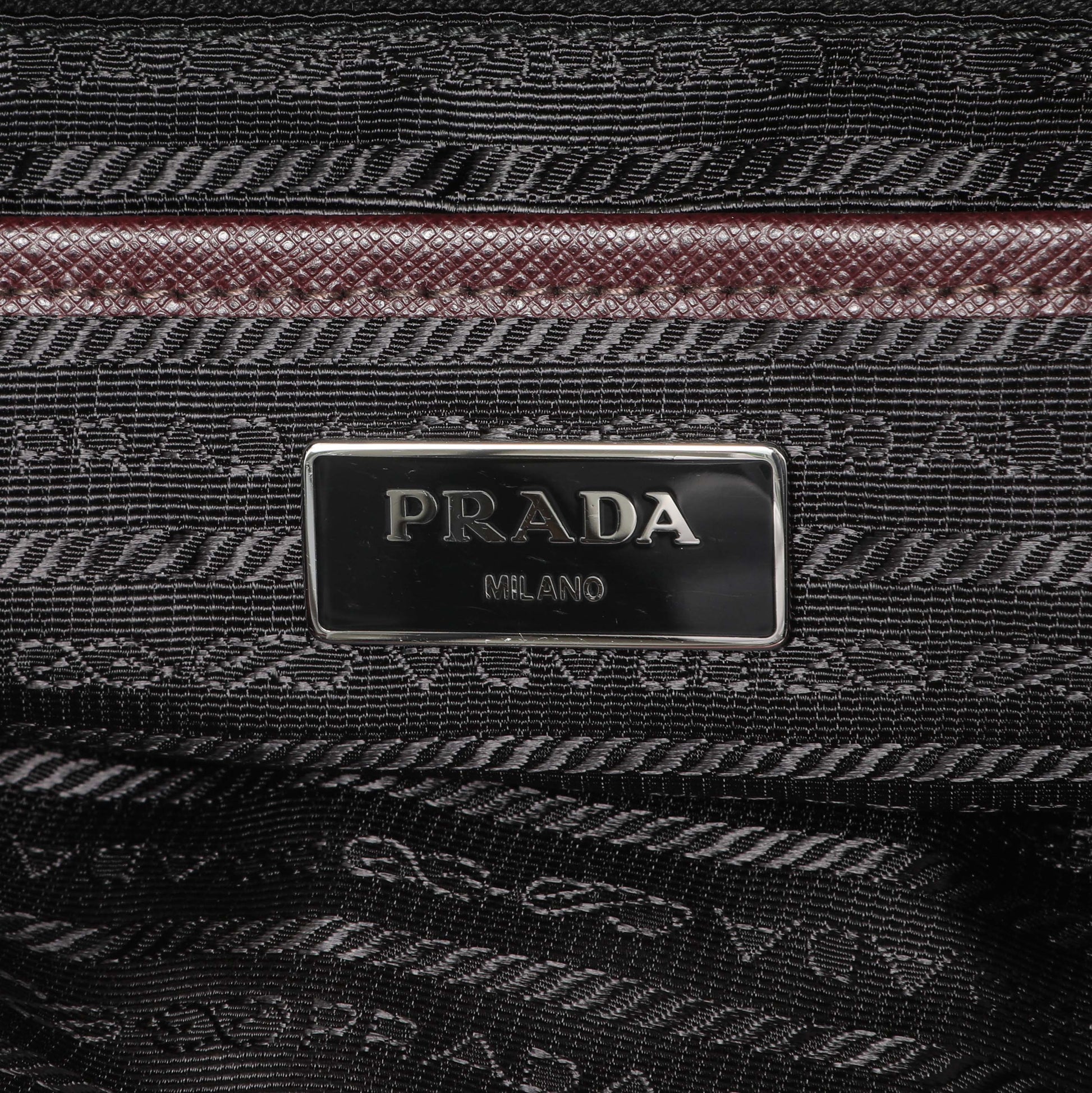 Exclusive Prada Bordeaux Nylon Vela Medium Backpack — Detail View