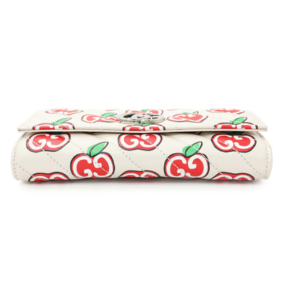Exclusive Gucci Ivory Calfskin Monogram Matelasse Diagonal GG Apple Marmont Continental Wallet — Back View