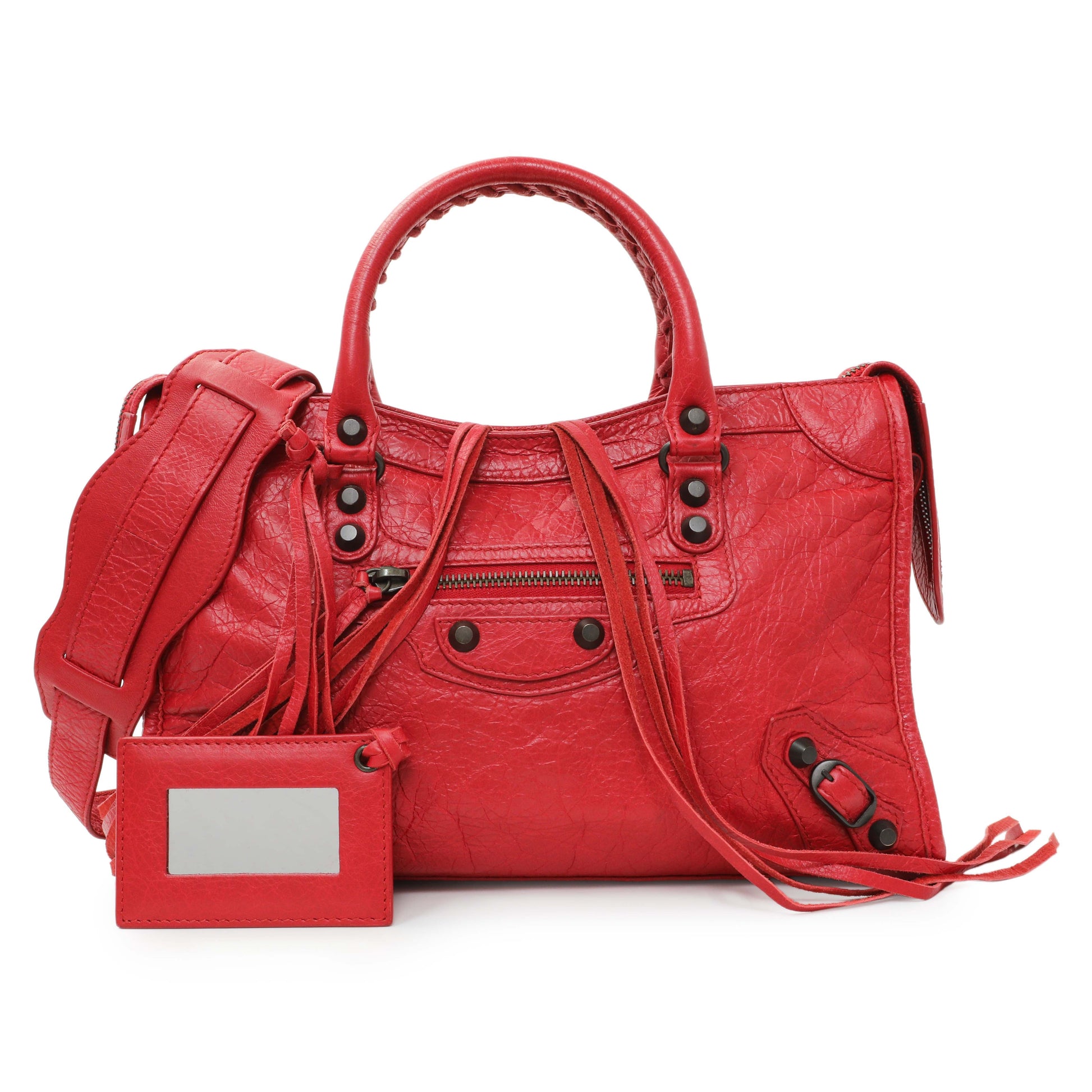 Exclusive Balenciaga Red Agneau Classic Hardware S City — Front View