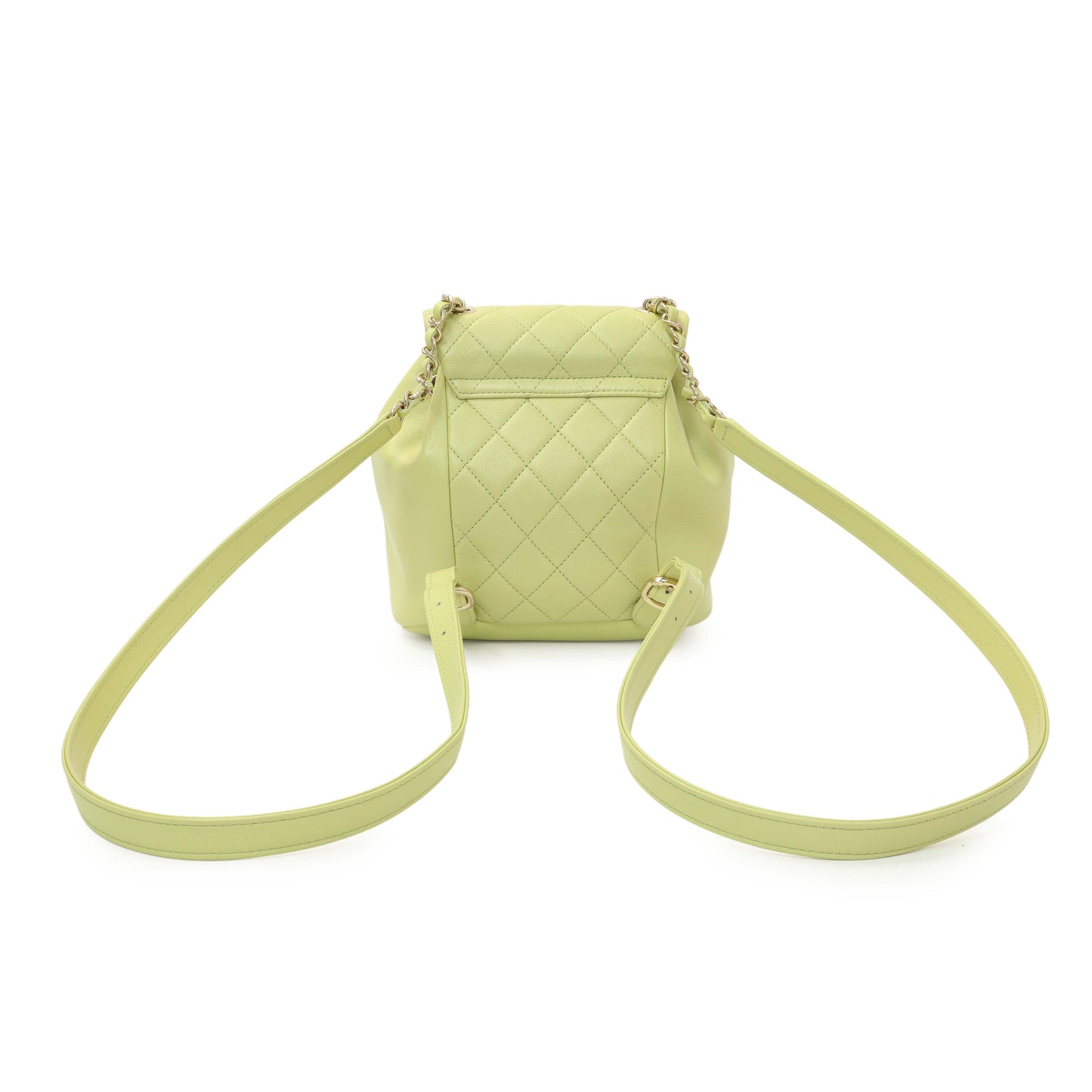 Exclusive Chanel Green Quilted Lambskin Small Duma Drawstring Backpack — Side View
